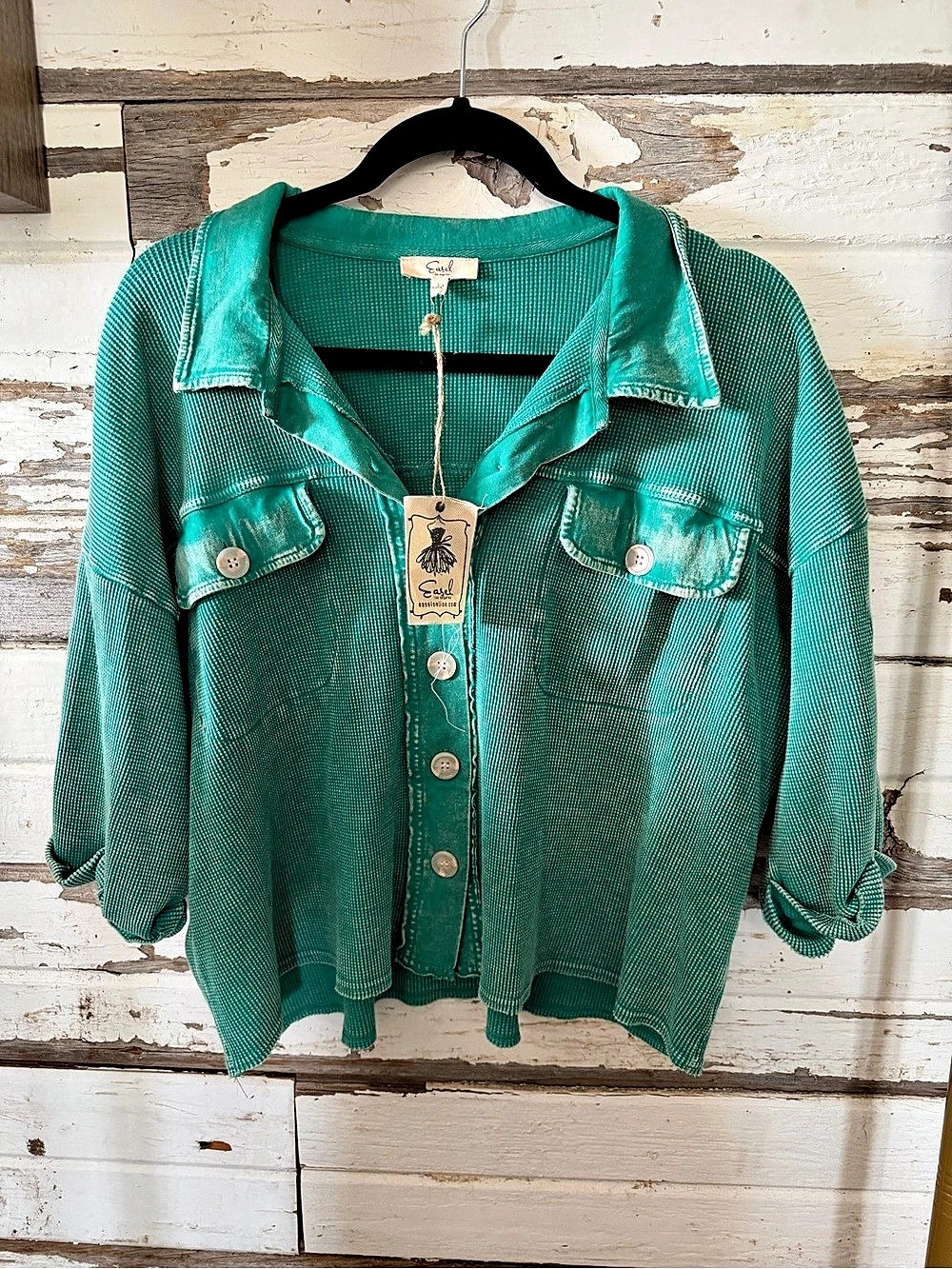 Easel Green Utility waffle print Jacket NWT ((1127 A